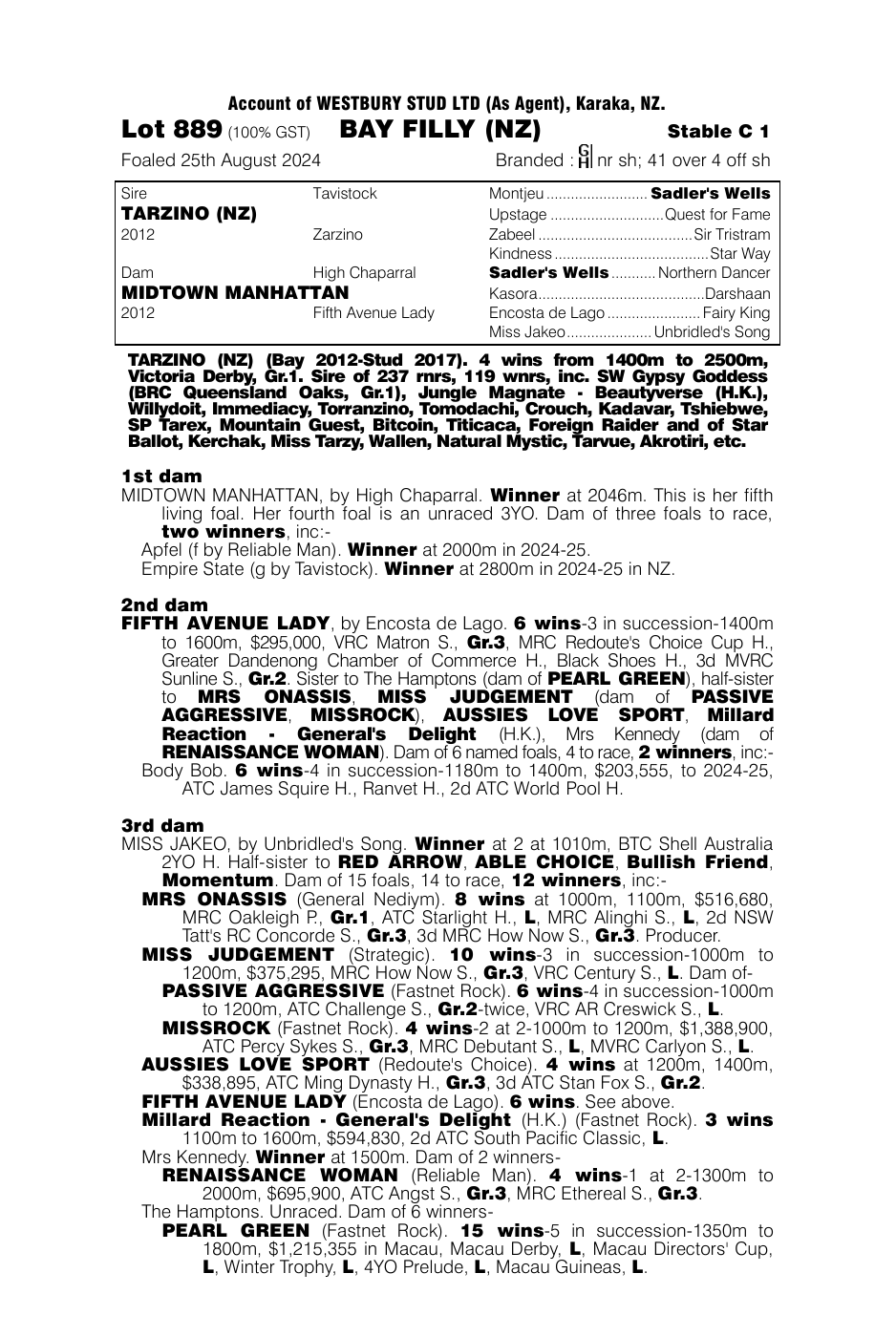 Pedigree - Lot 889