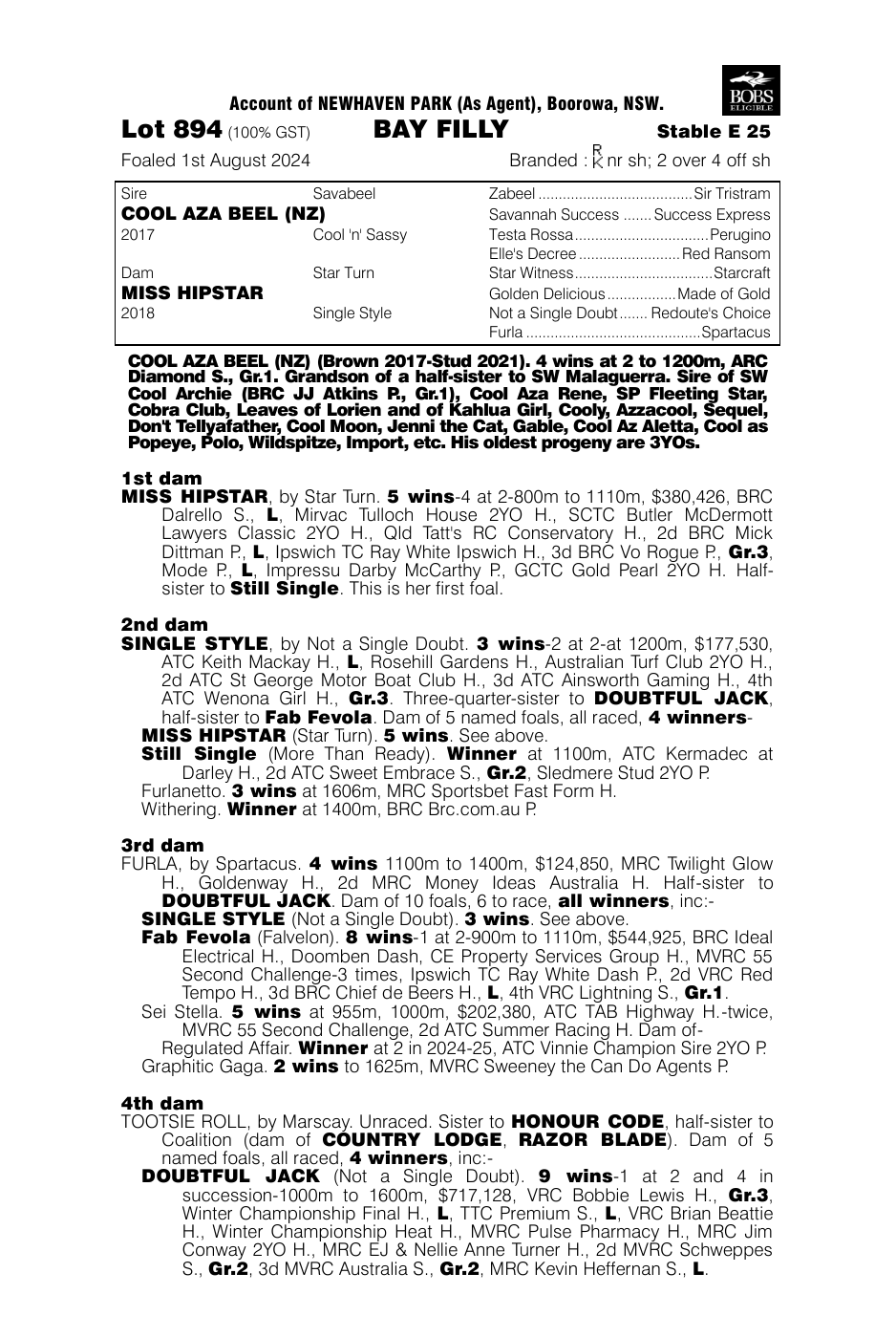 Pedigree - Lot 894