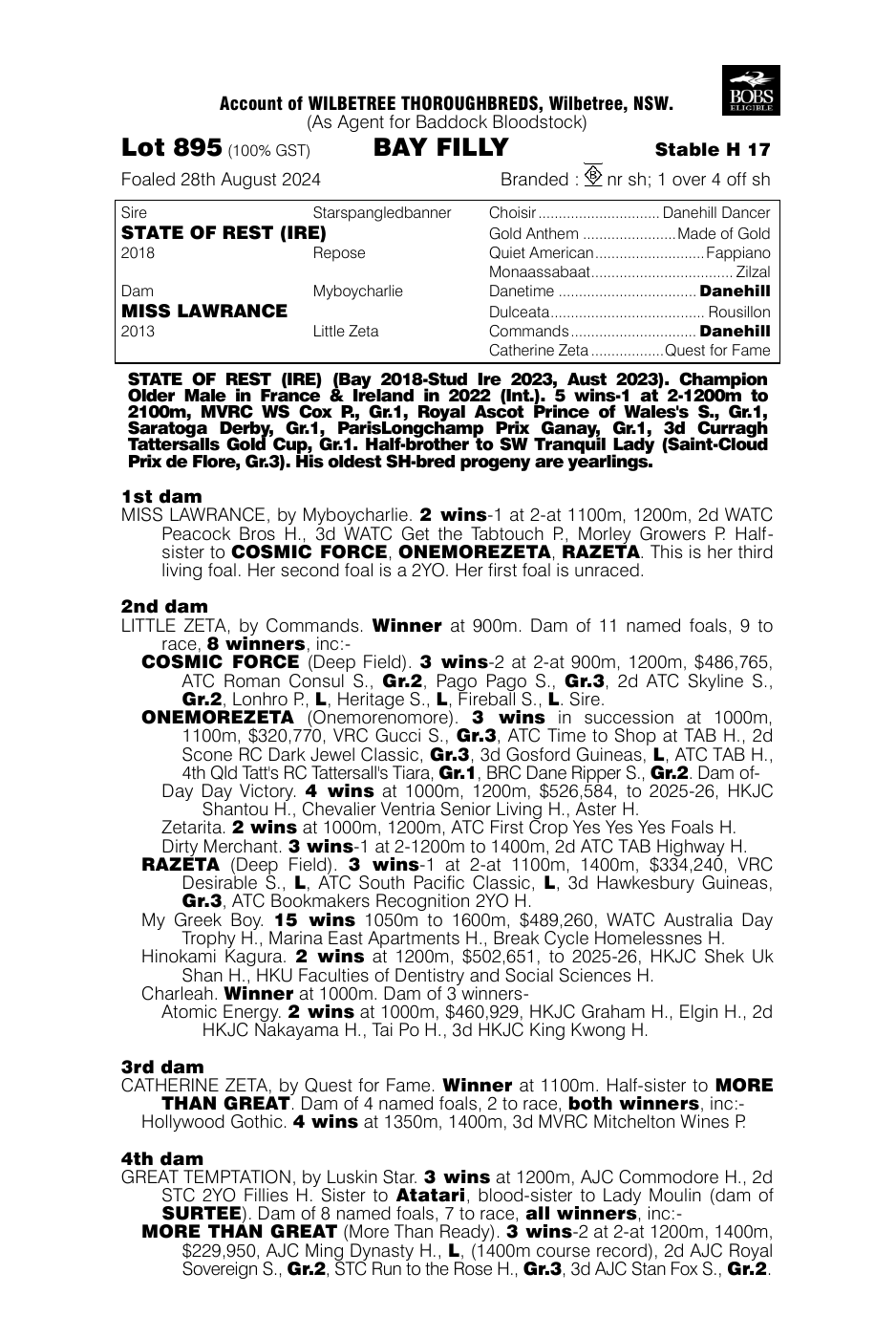 Pedigree - Lot 895