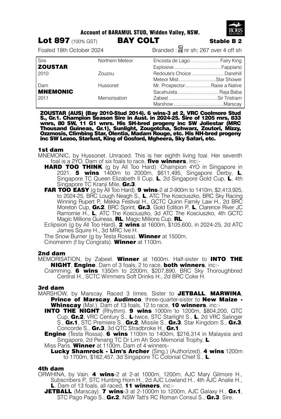 Pedigree - Lot 897