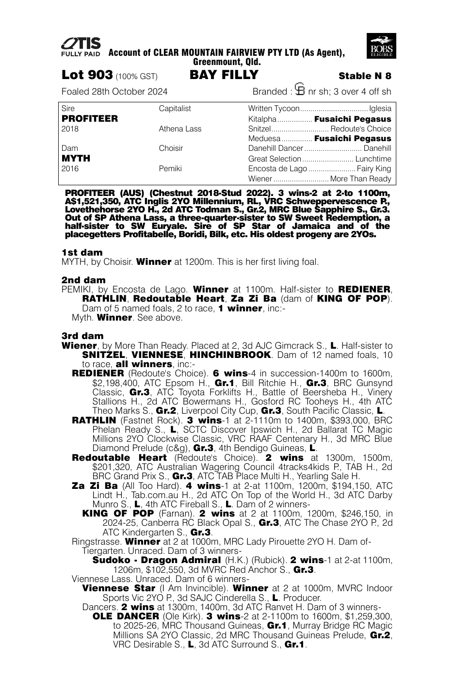 Pedigree - Lot 903