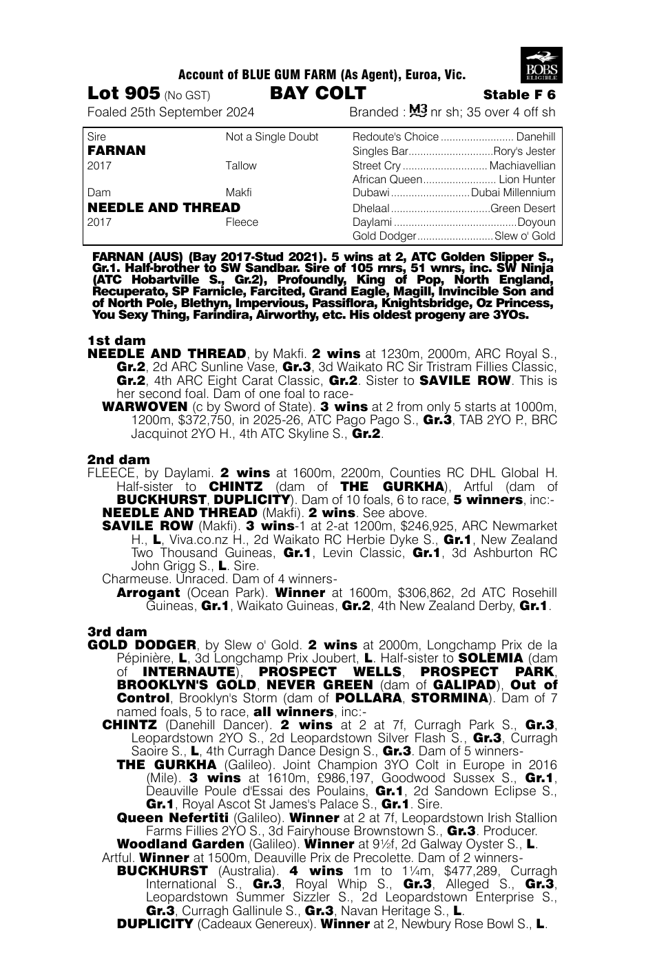 Pedigree - Lot 905