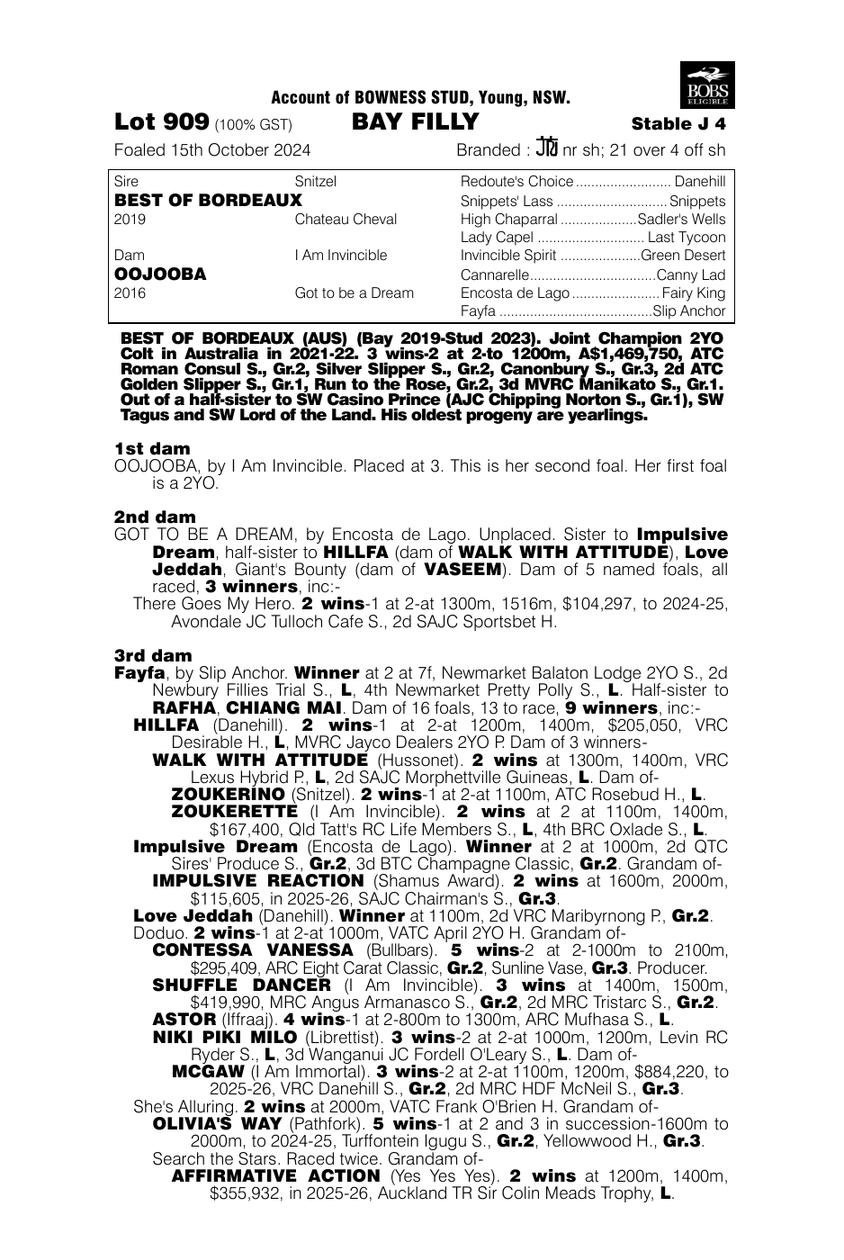 Pedigree - Lot 909
