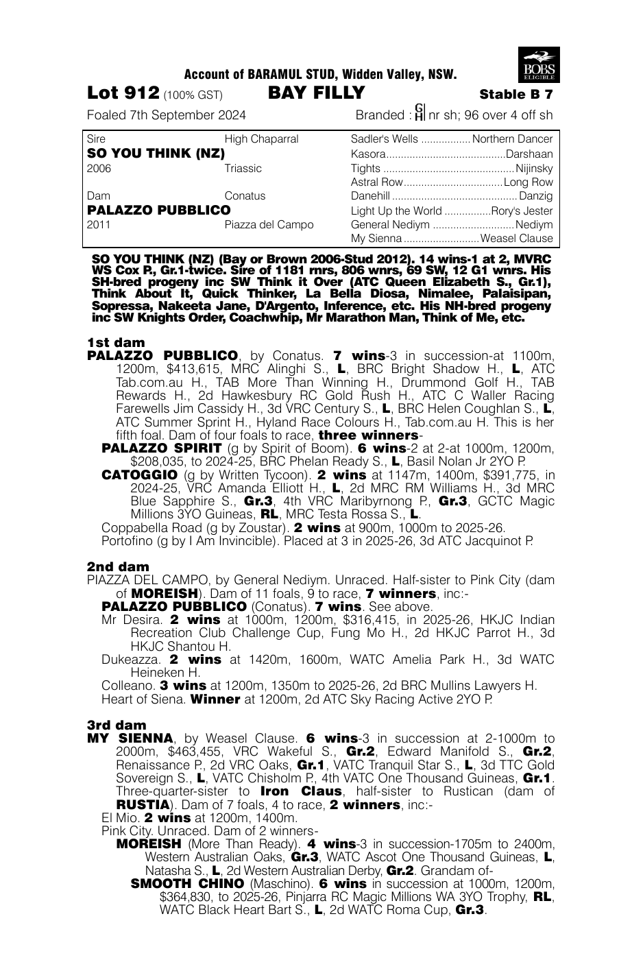 Pedigree - Lot 912