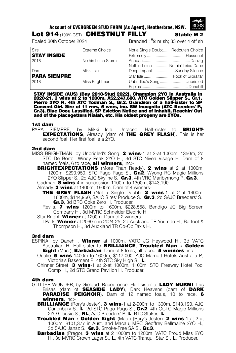 Pedigree - Lot 914
