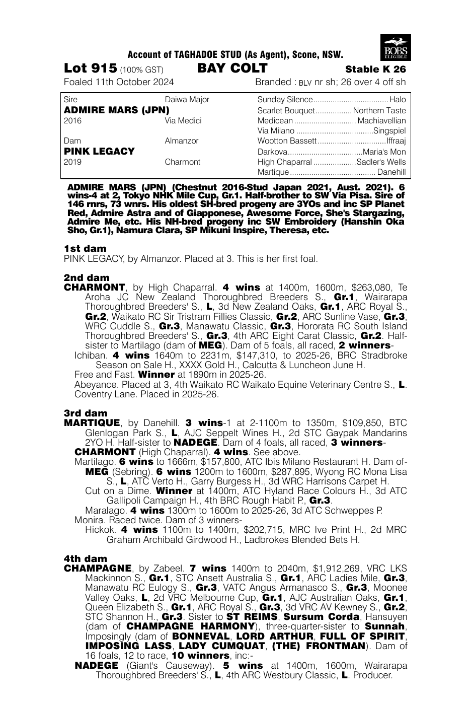 Pedigree - Lot 915