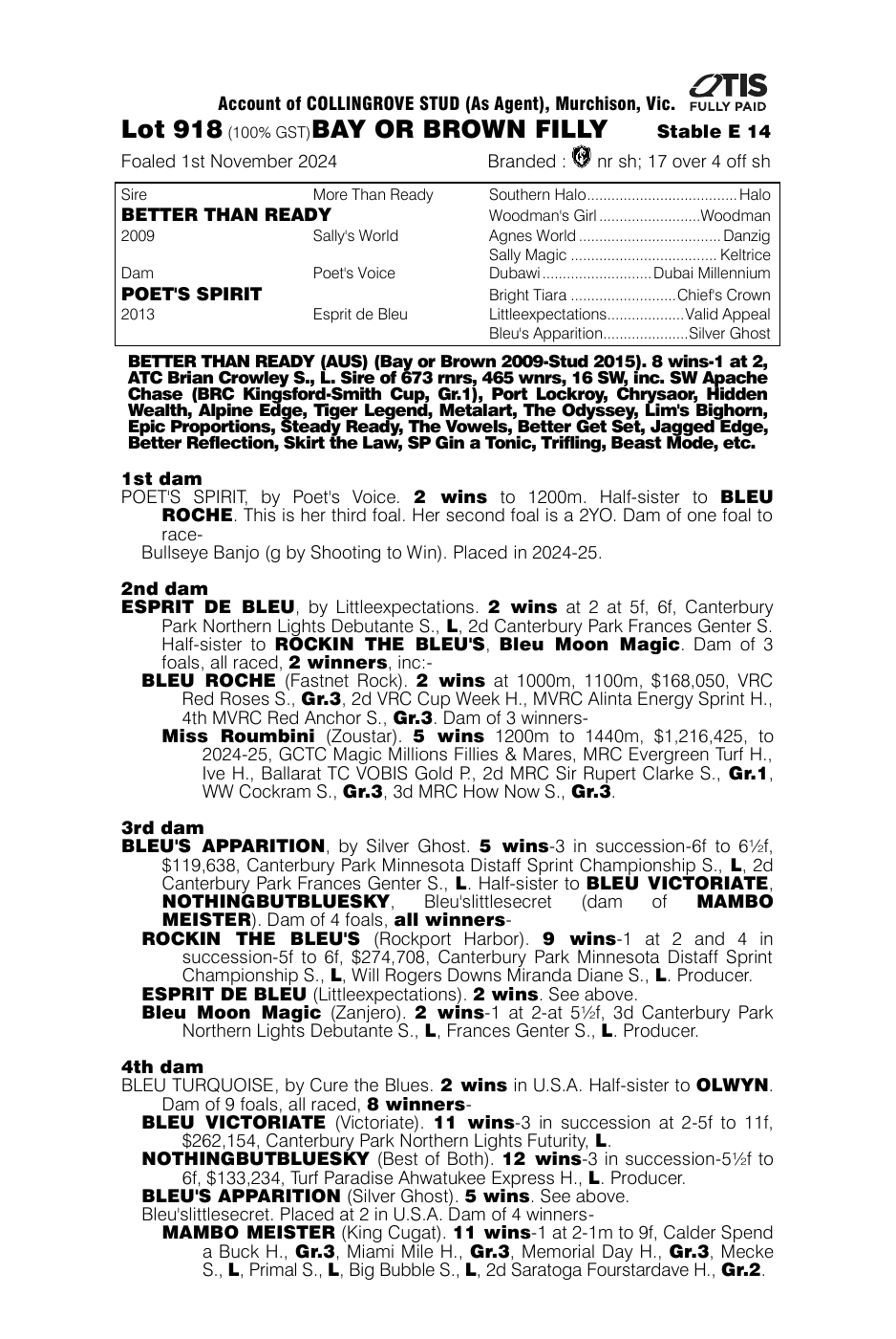 Pedigree - Lot 918