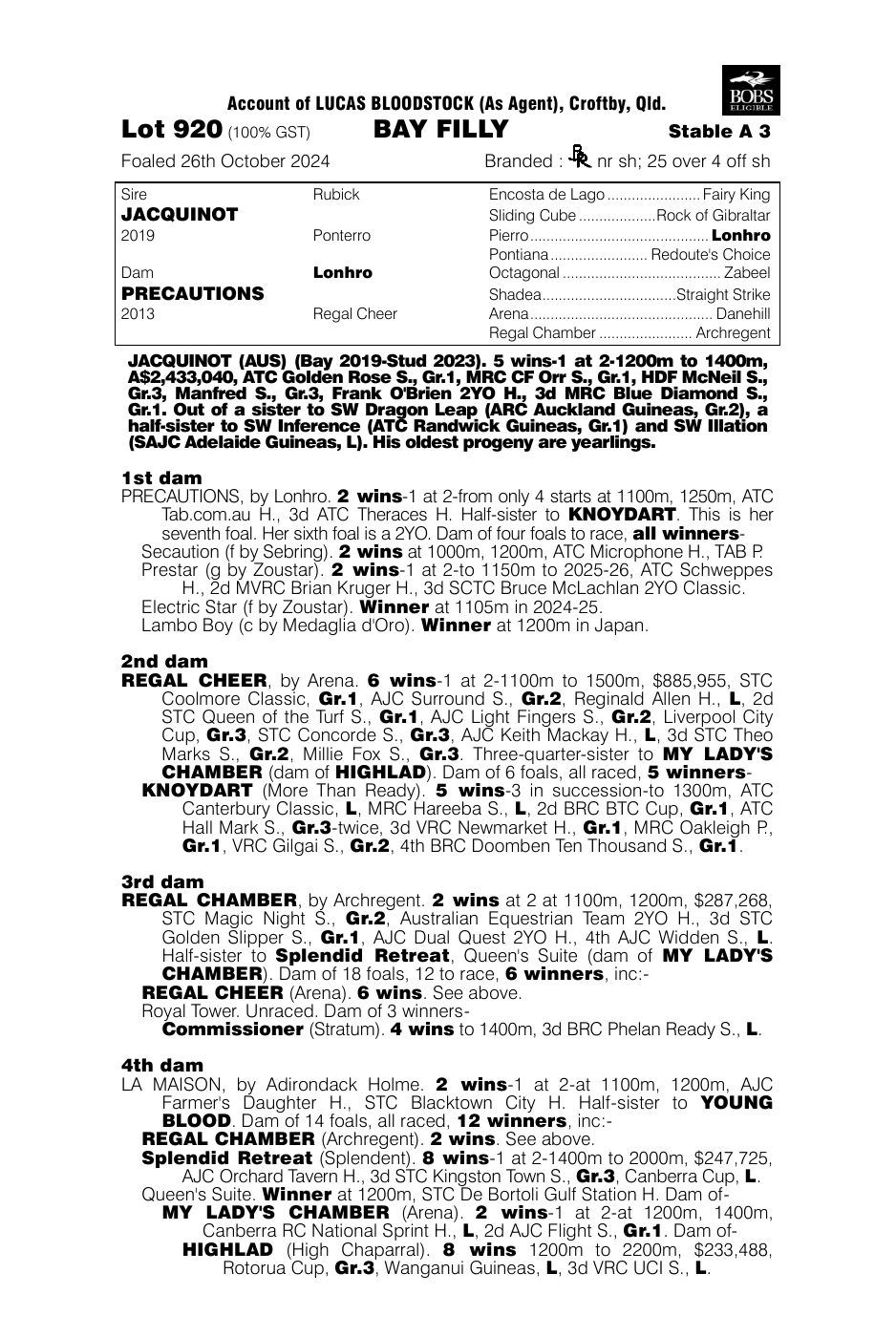 Pedigree - Lot 920