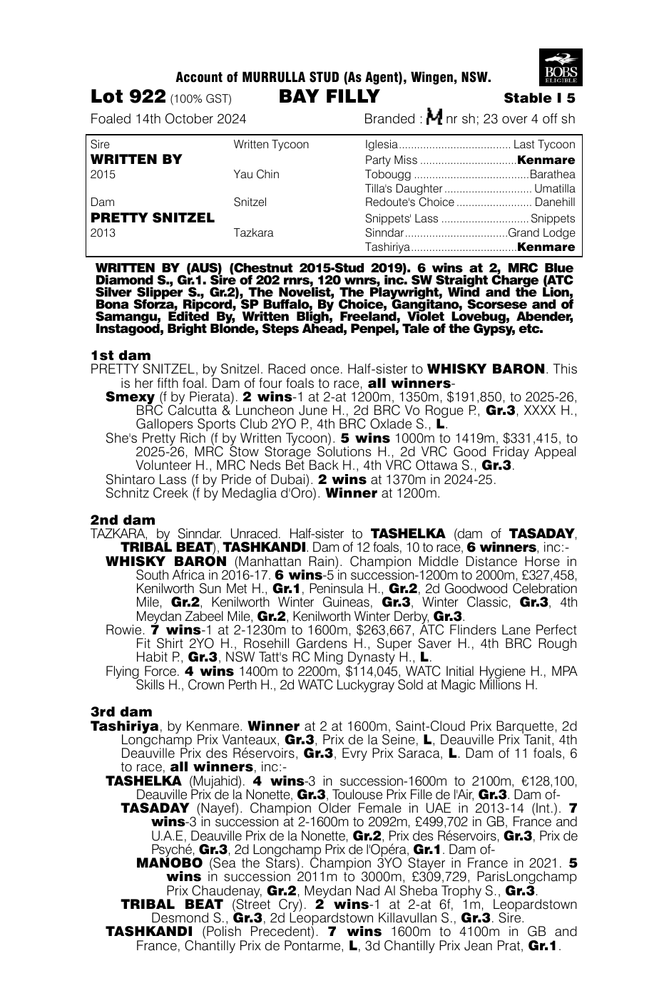 Pedigree - Lot 922