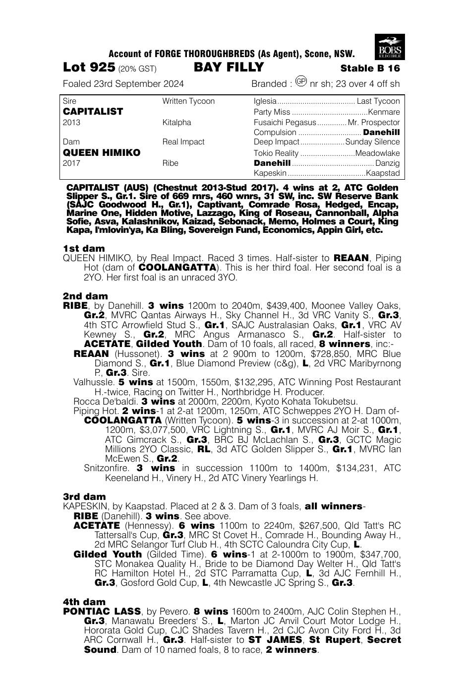 Pedigree - Lot 925