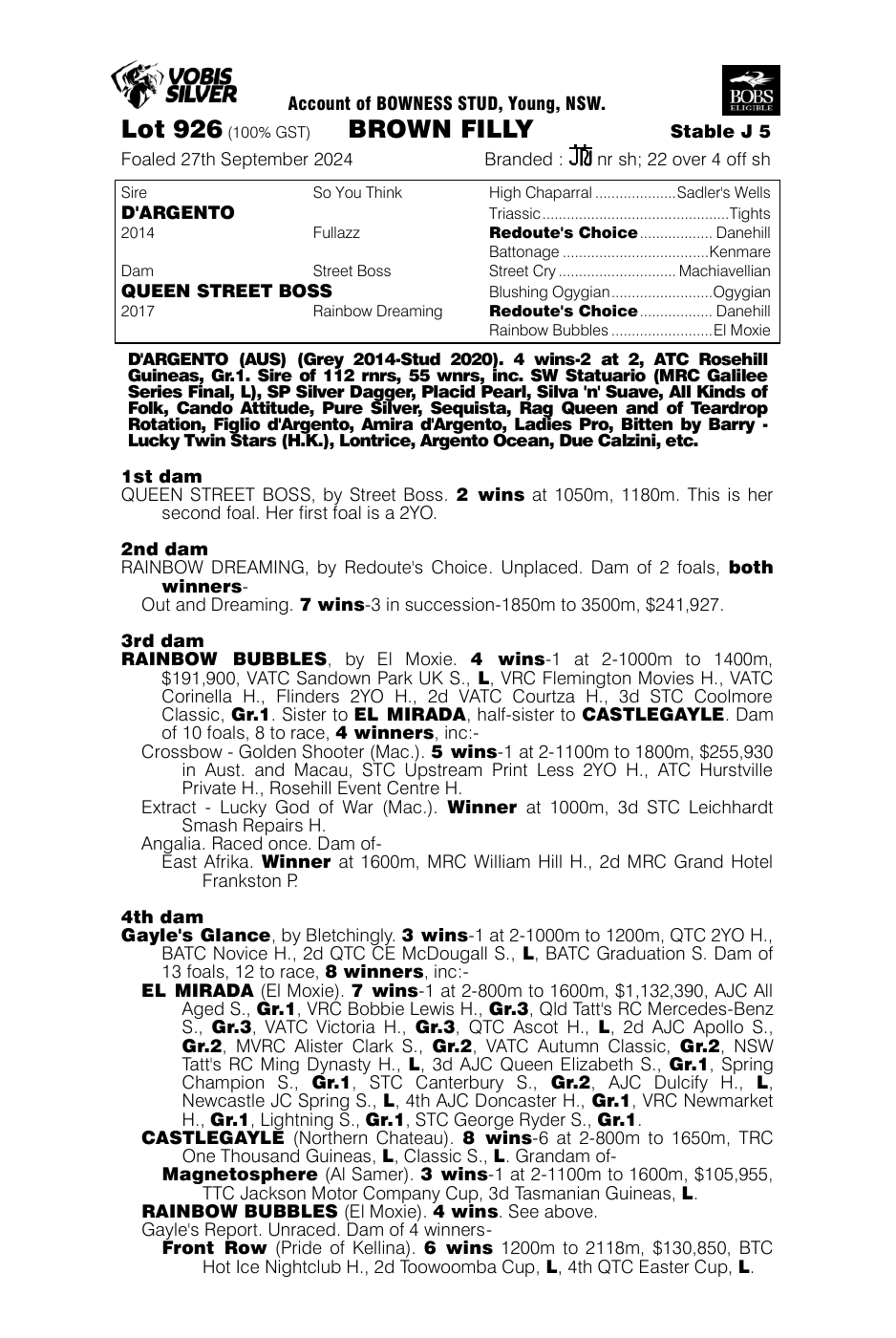 Pedigree - Lot 926