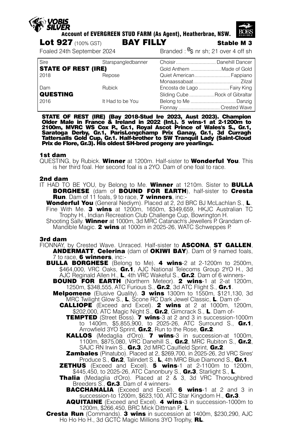 Pedigree - Lot 927