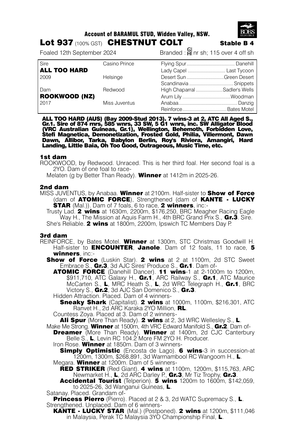 Pedigree - Lot 937