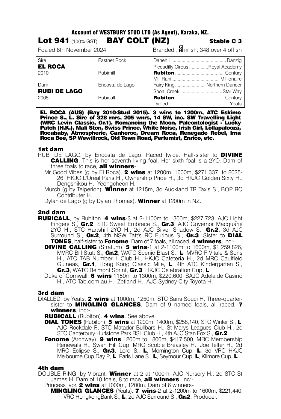 Pedigree - Lot 941