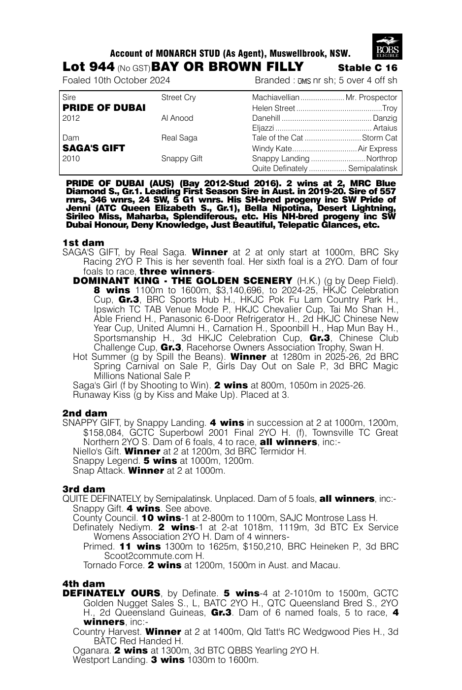 Pedigree - Lot 944