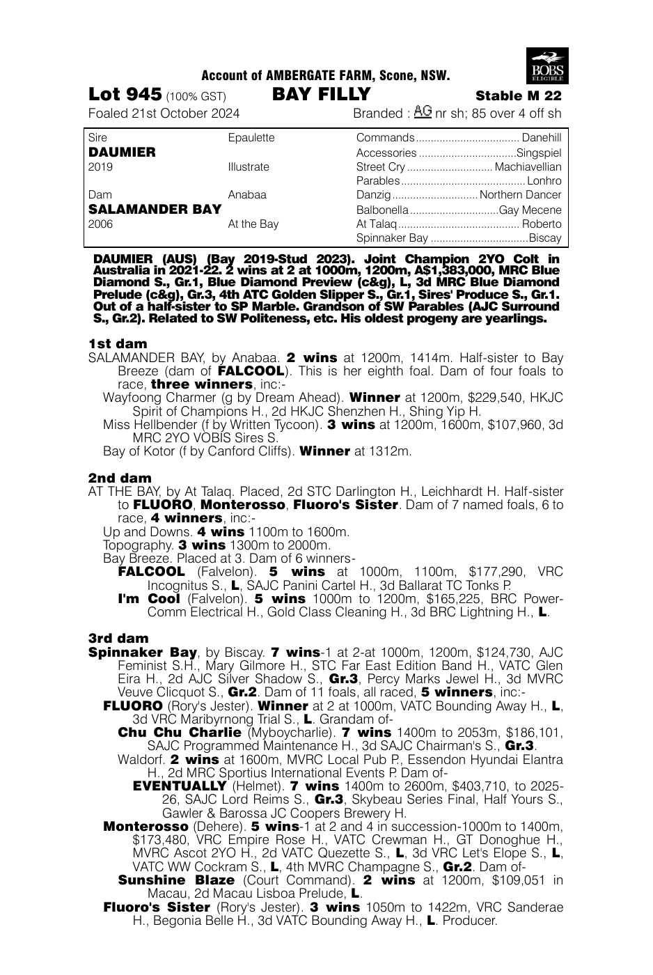 Pedigree - Lot 945