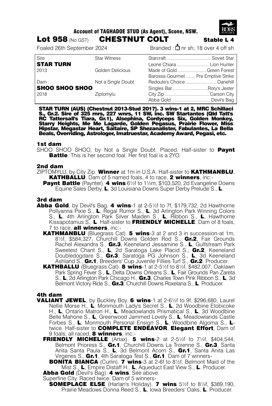 Pedigree - Lot 958