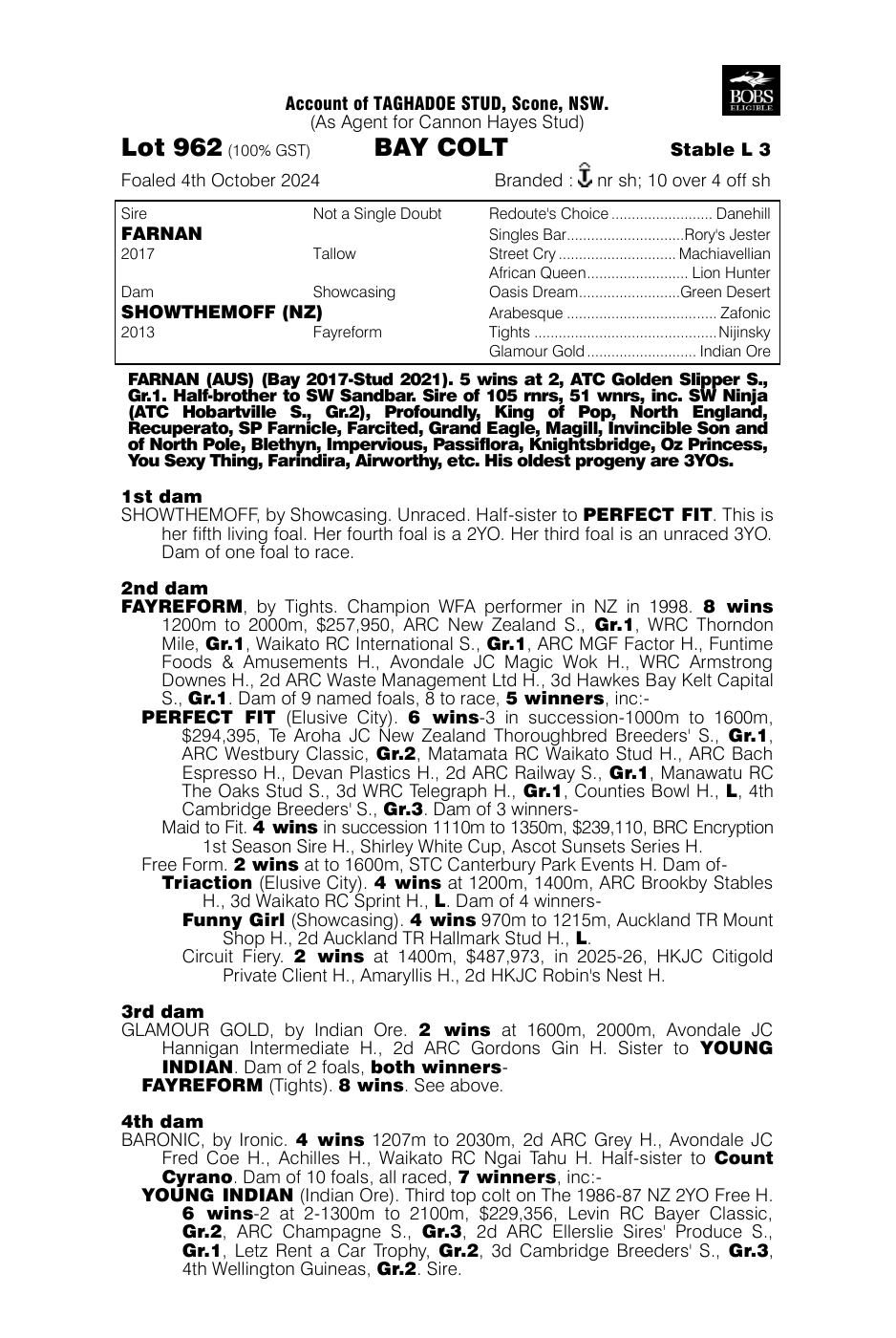 Pedigree - Lot 962