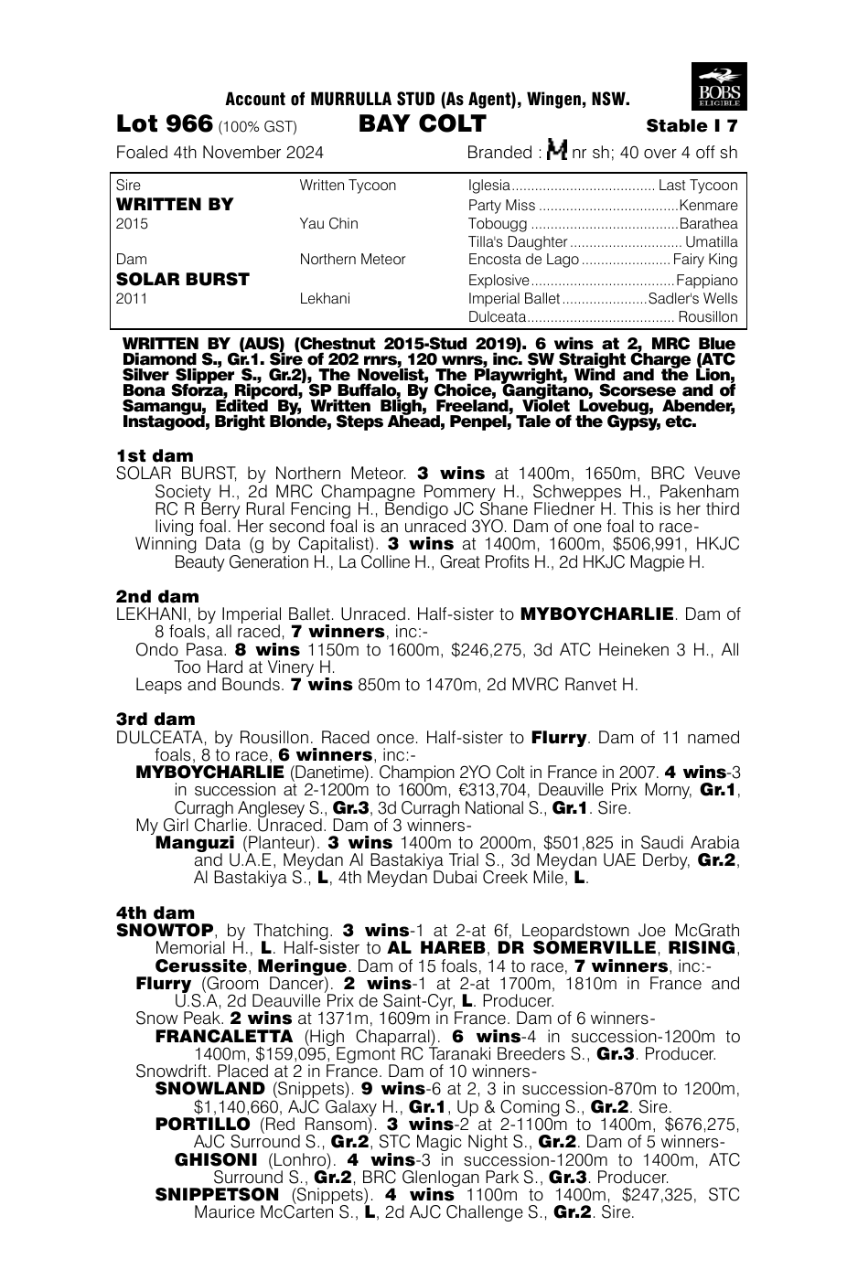 Pedigree - Lot 966