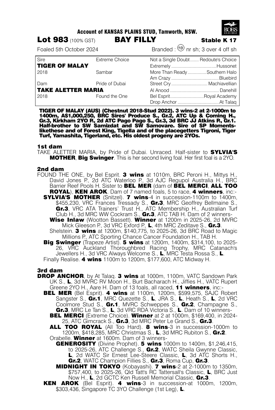 Pedigree - Lot 983