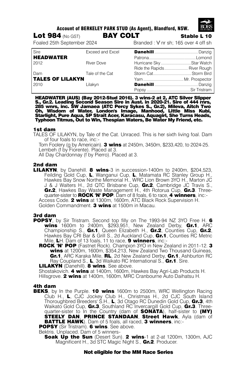 Pedigree - Lot 984