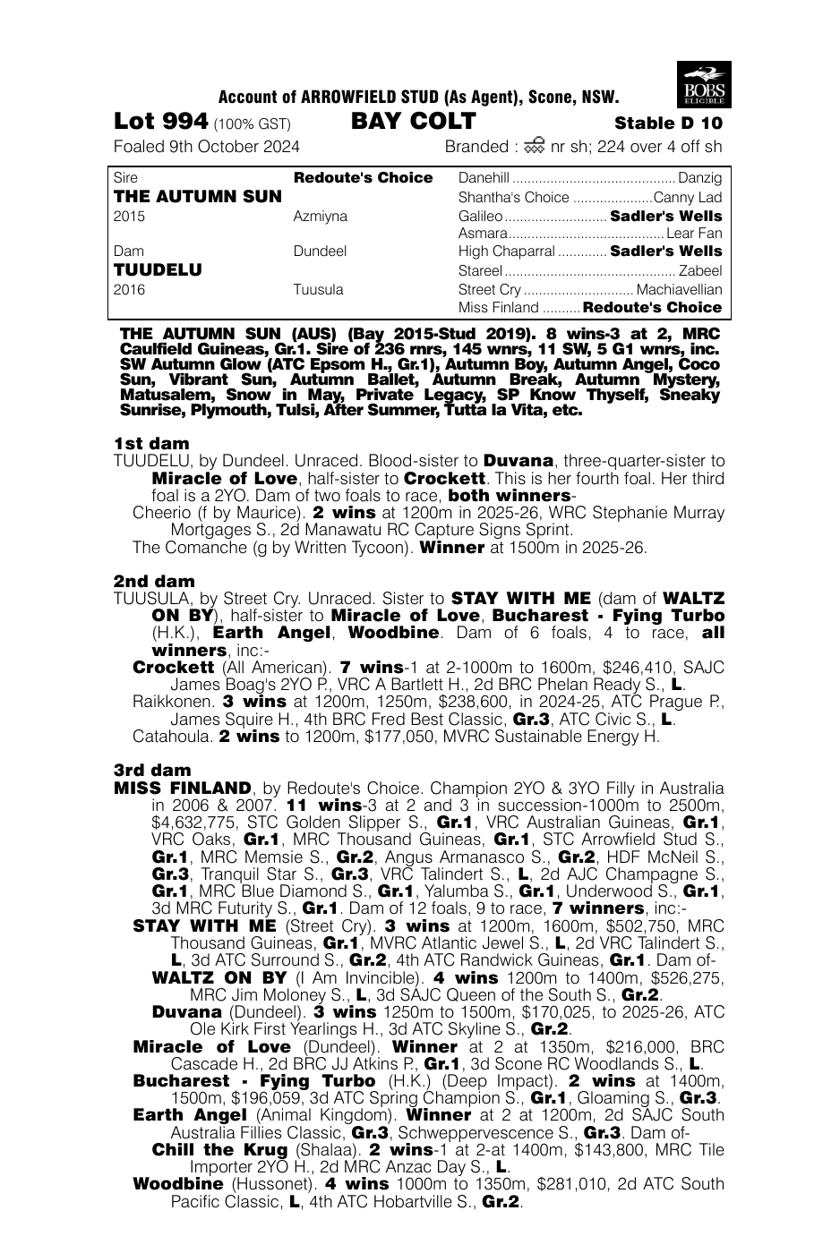 Pedigree - Lot 994