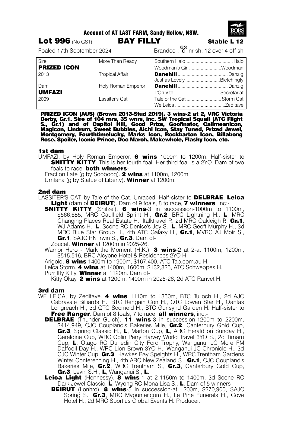 Pedigree - Lot 996