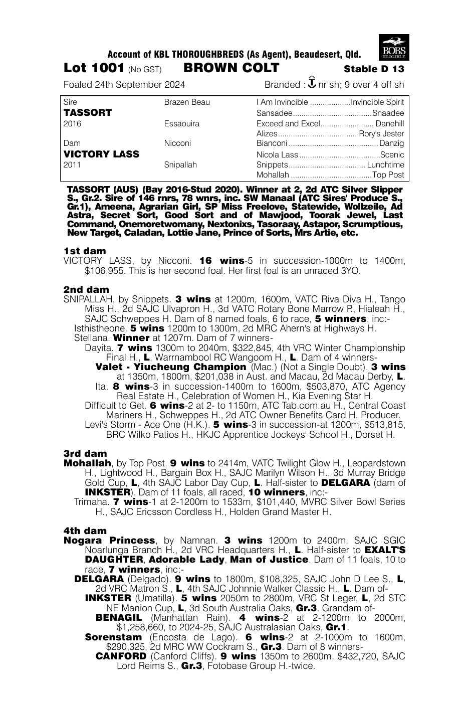 Pedigree - Lot 1001