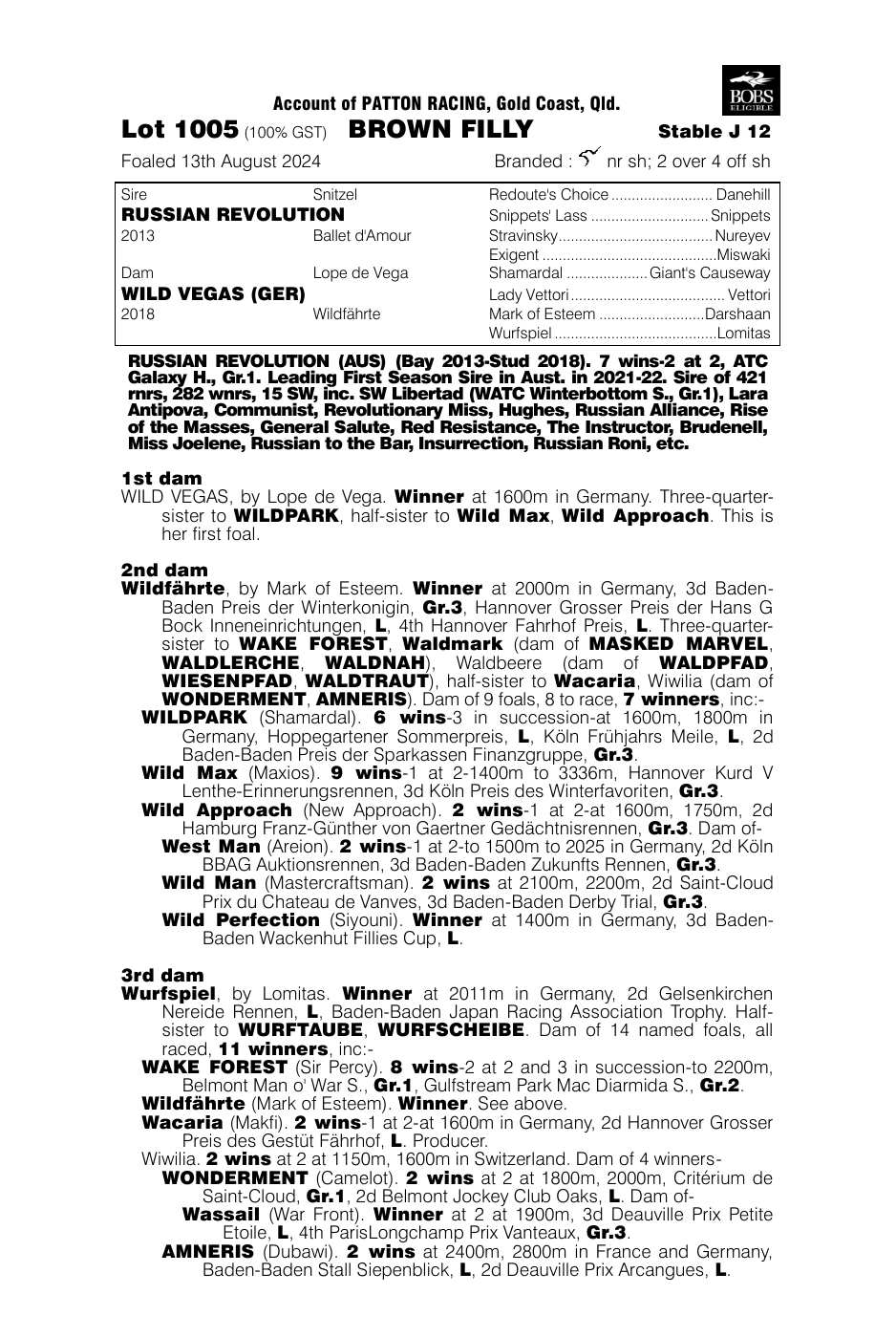 Pedigree - Lot 1005