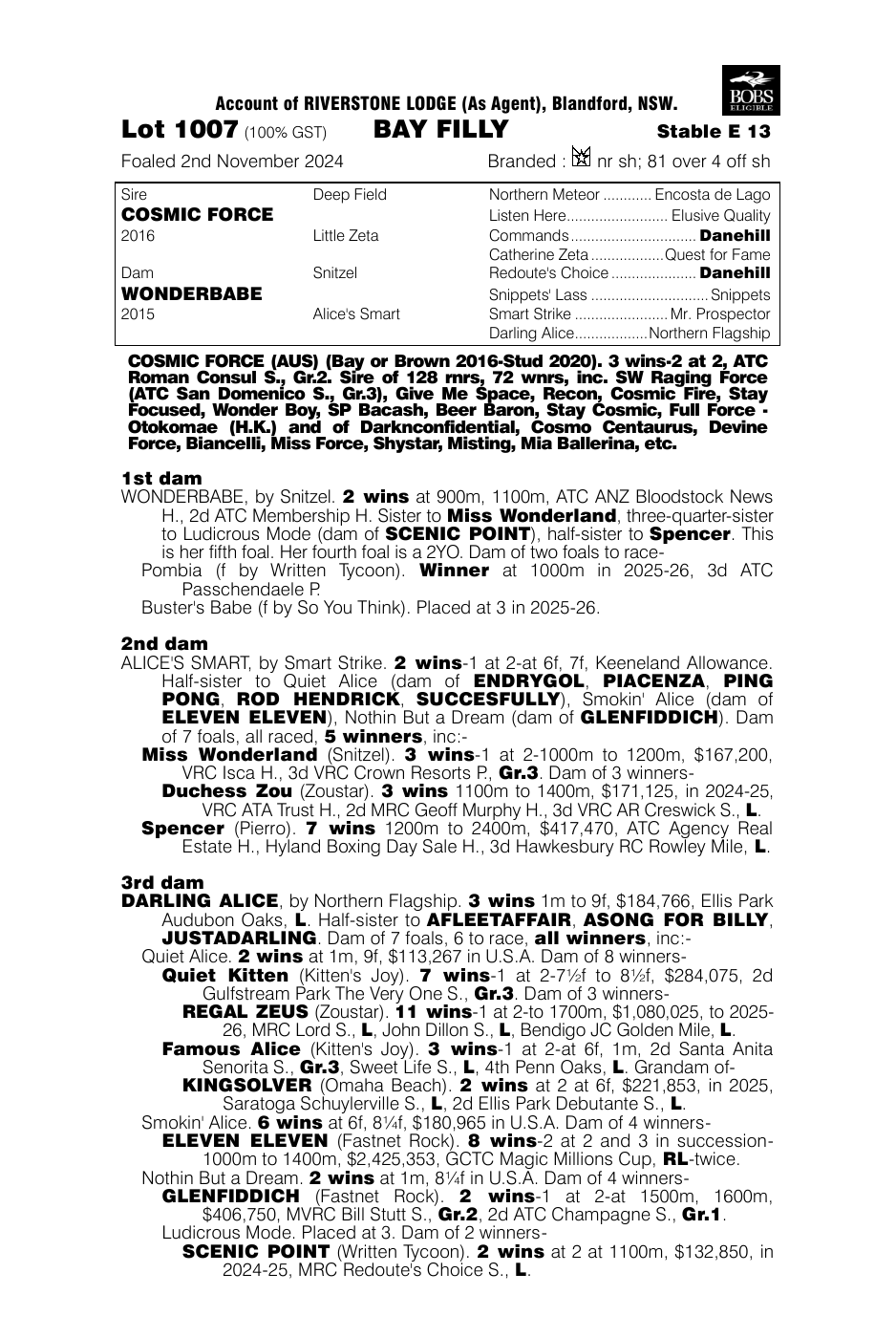 Pedigree - Lot 1007