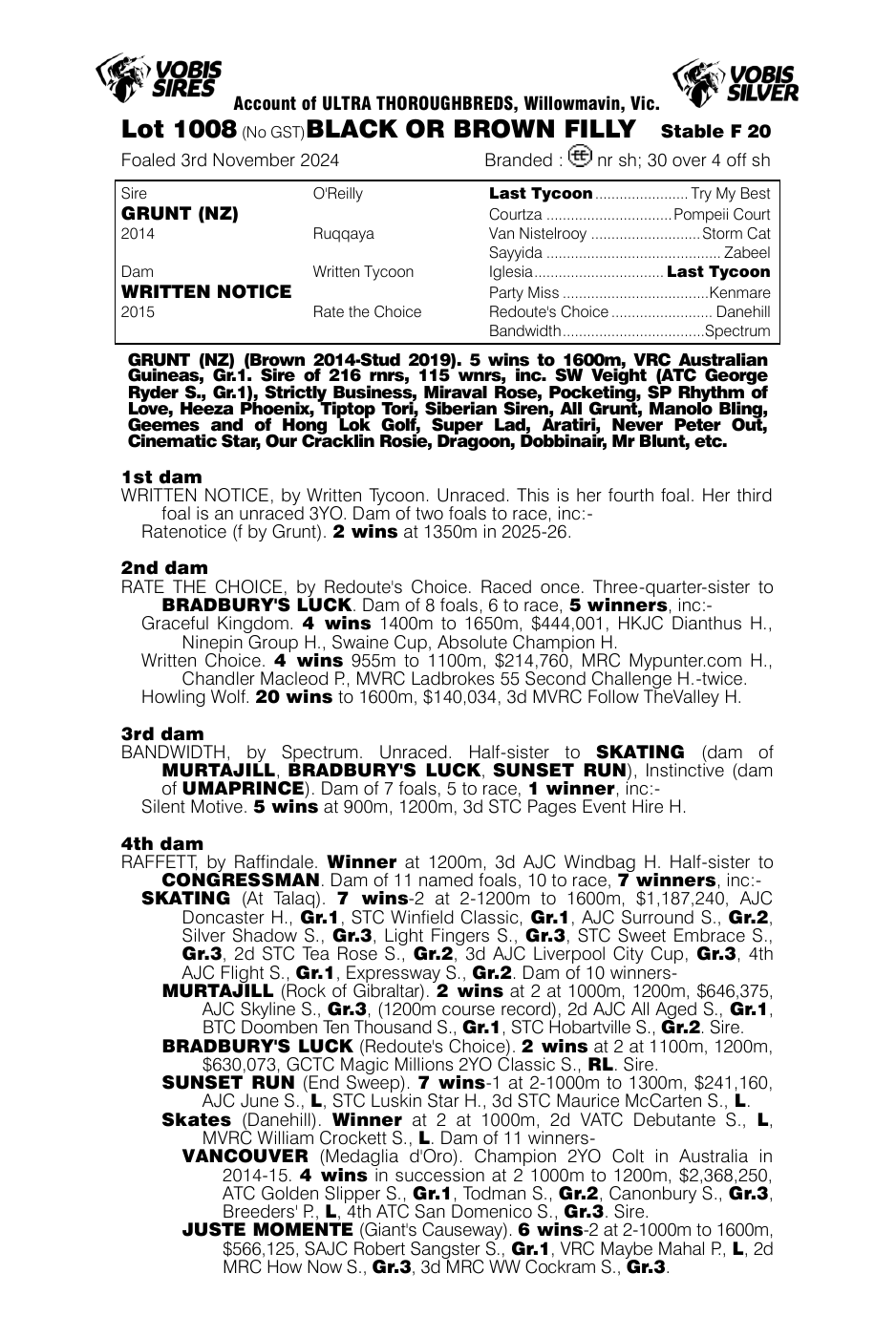 Pedigree - Lot 1008