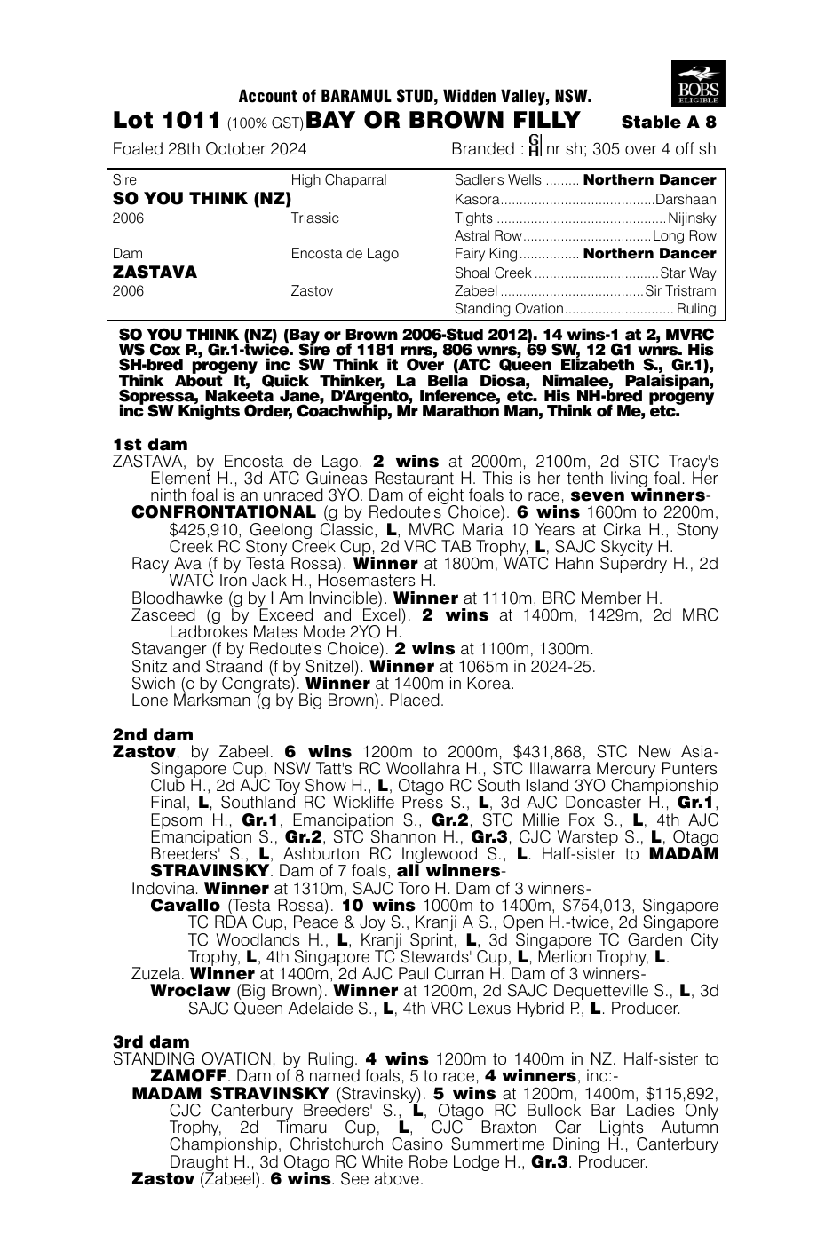 Pedigree - Lot 1011