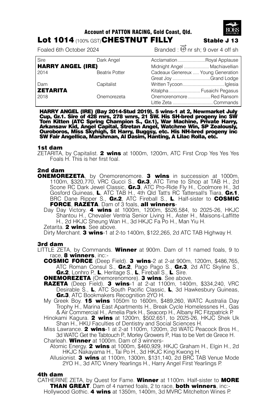 Pedigree - Lot 1014