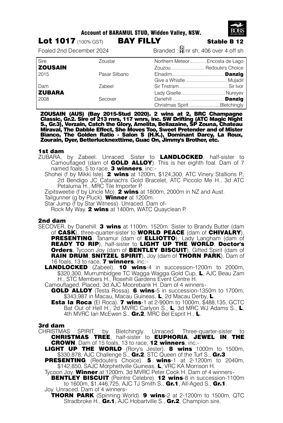Pedigree - Lot 1017