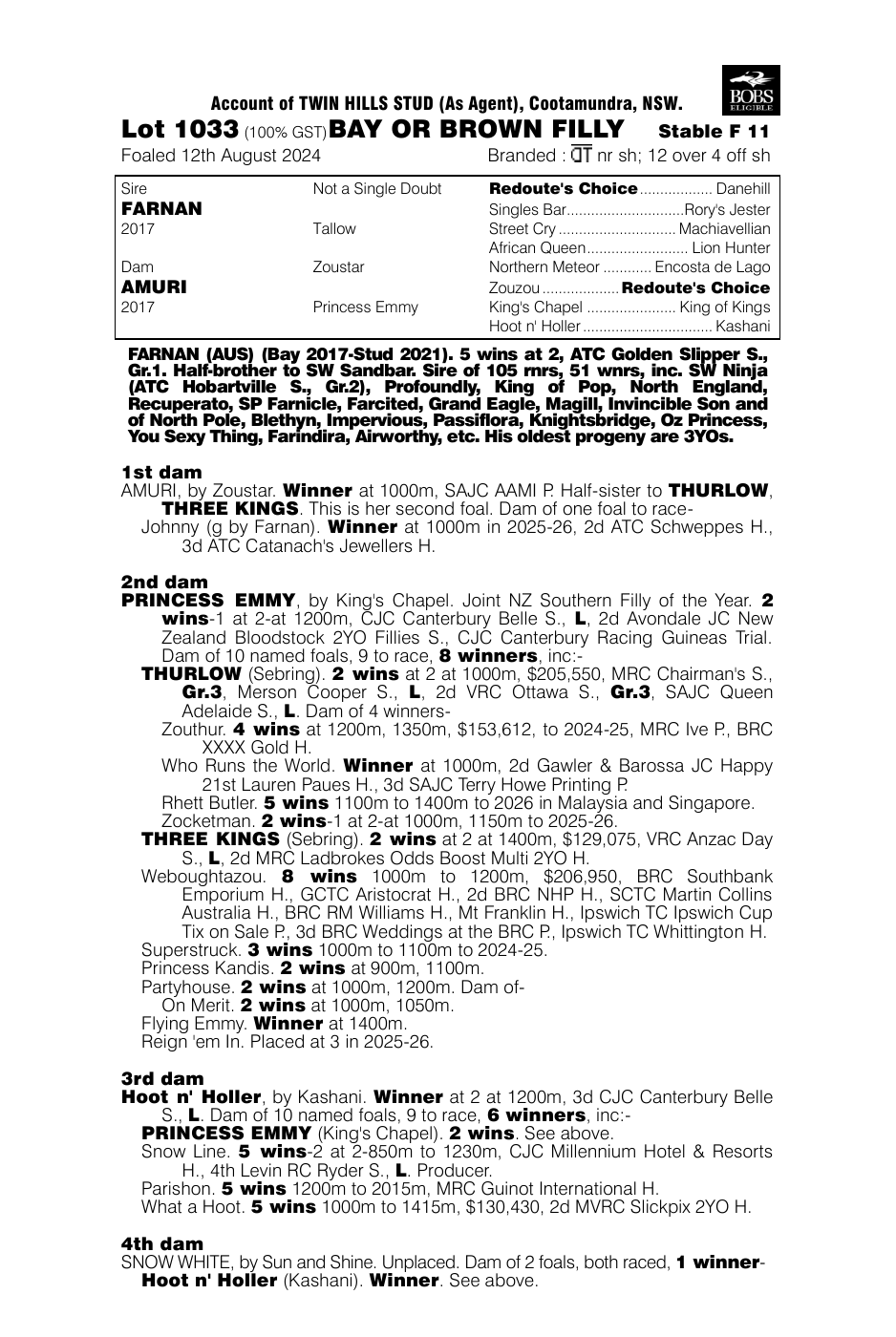 Pedigree - Lot 1033