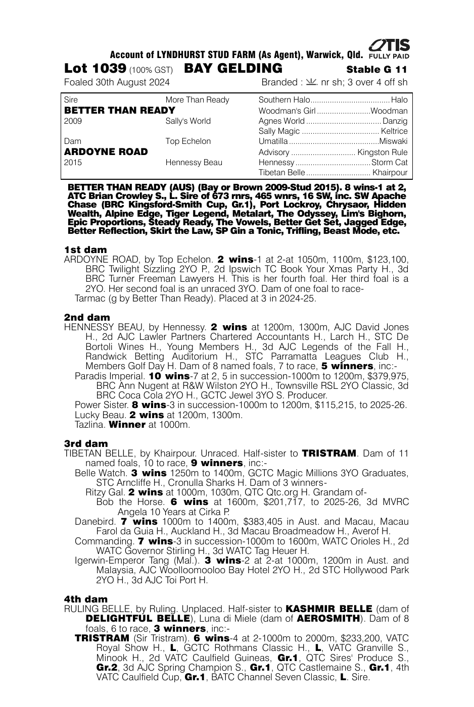 Pedigree - Lot 1039