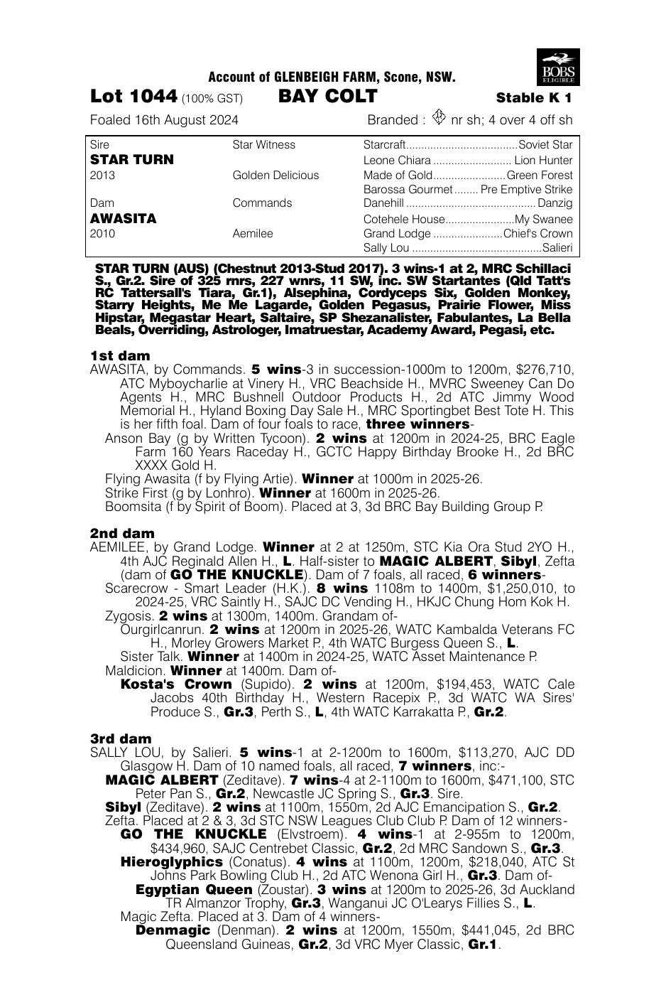 Pedigree - Lot 1044
