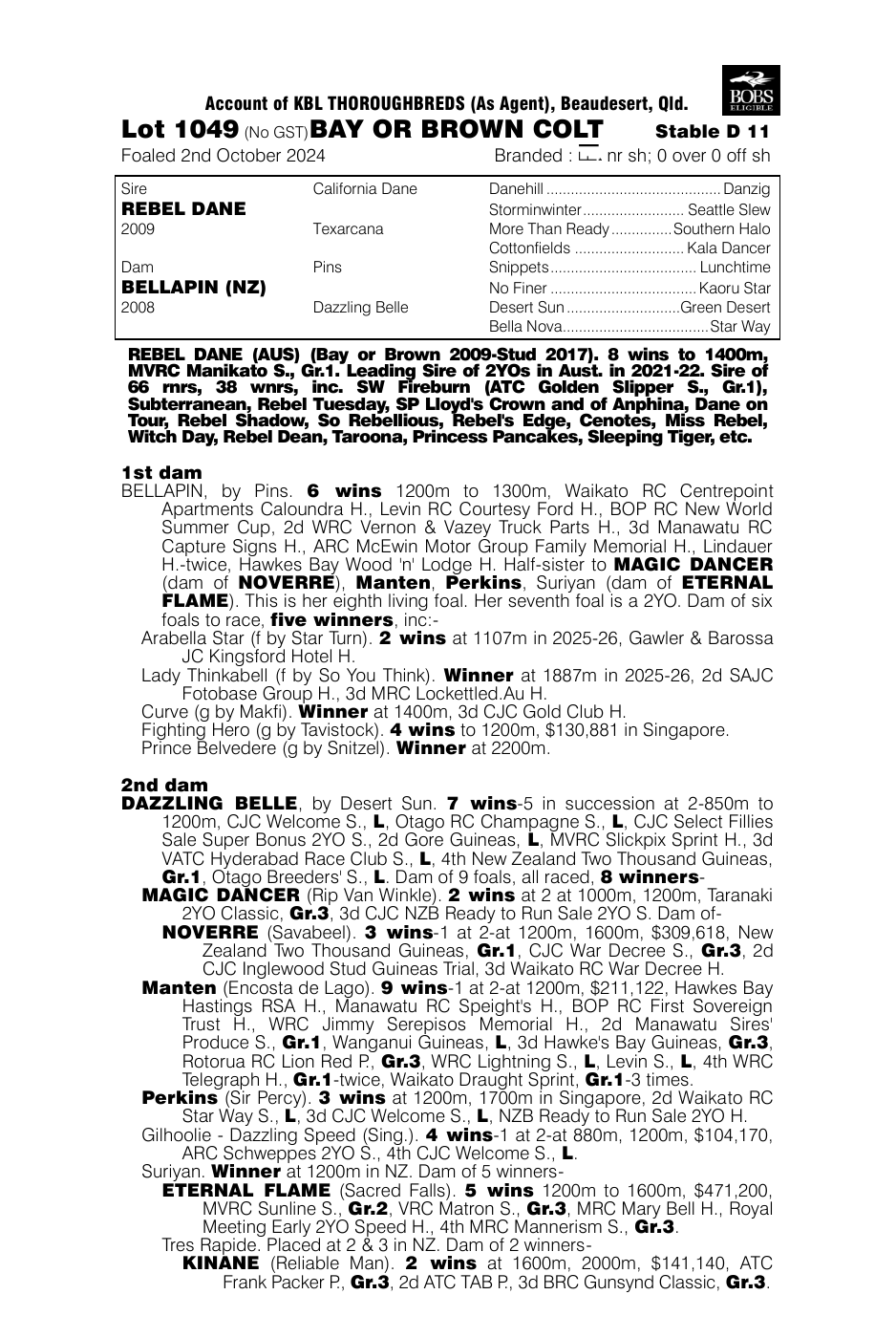 Pedigree - Lot 1049