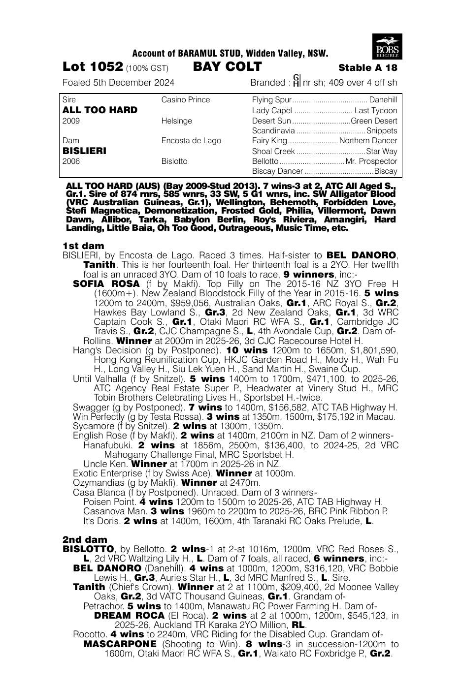 Pedigree - Lot 1052