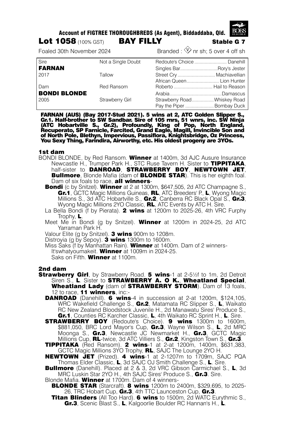 Pedigree - Lot 1058