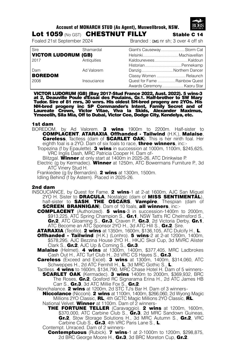 Pedigree - Lot 1059