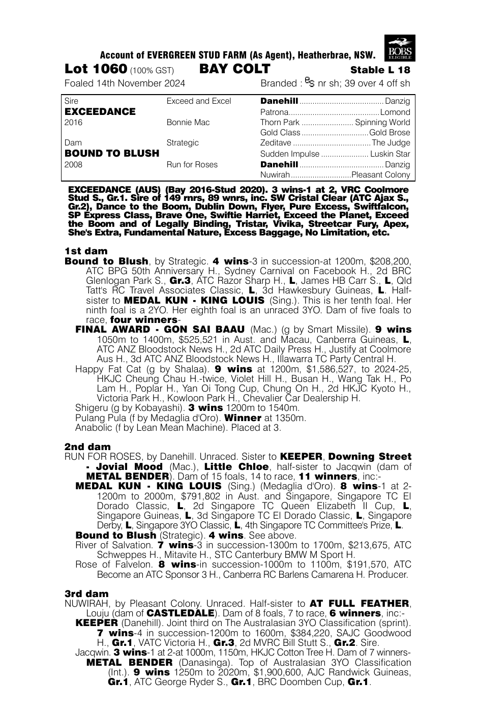 Pedigree - Lot 1060