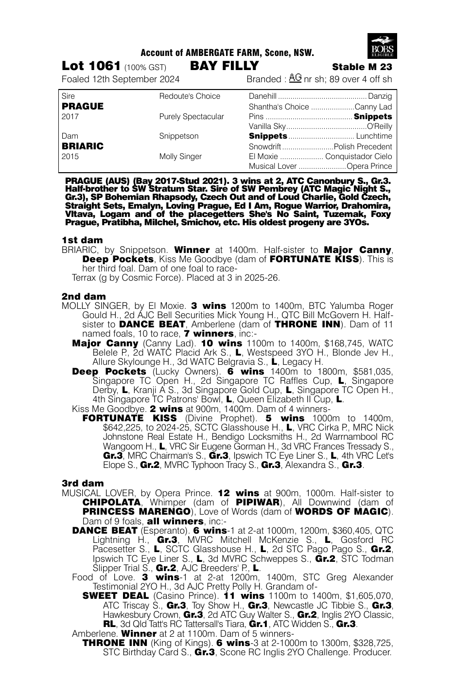 Pedigree - Lot 1061