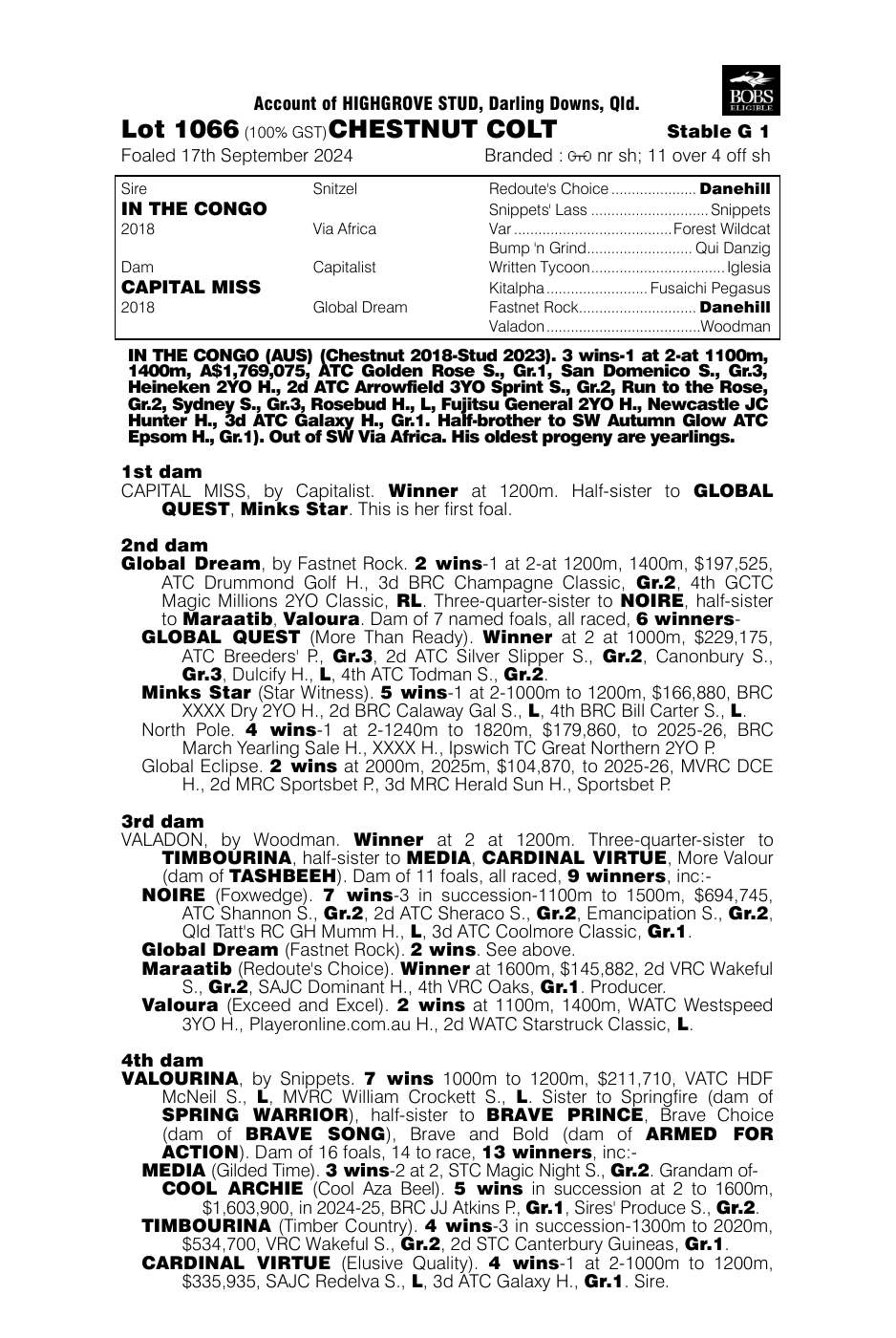 Pedigree - Lot 1066
