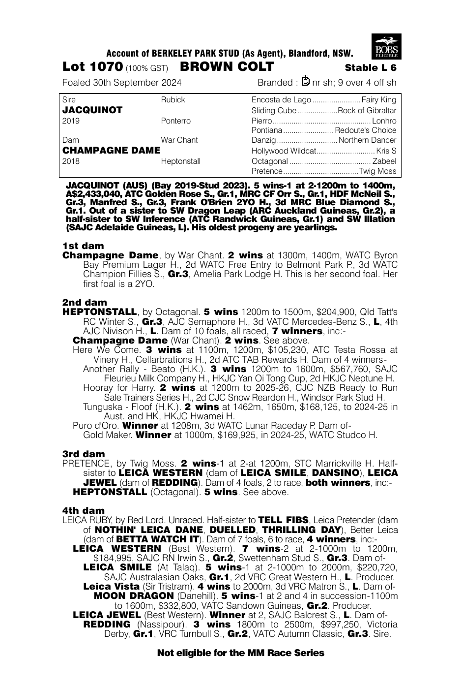 Pedigree - Lot 1070