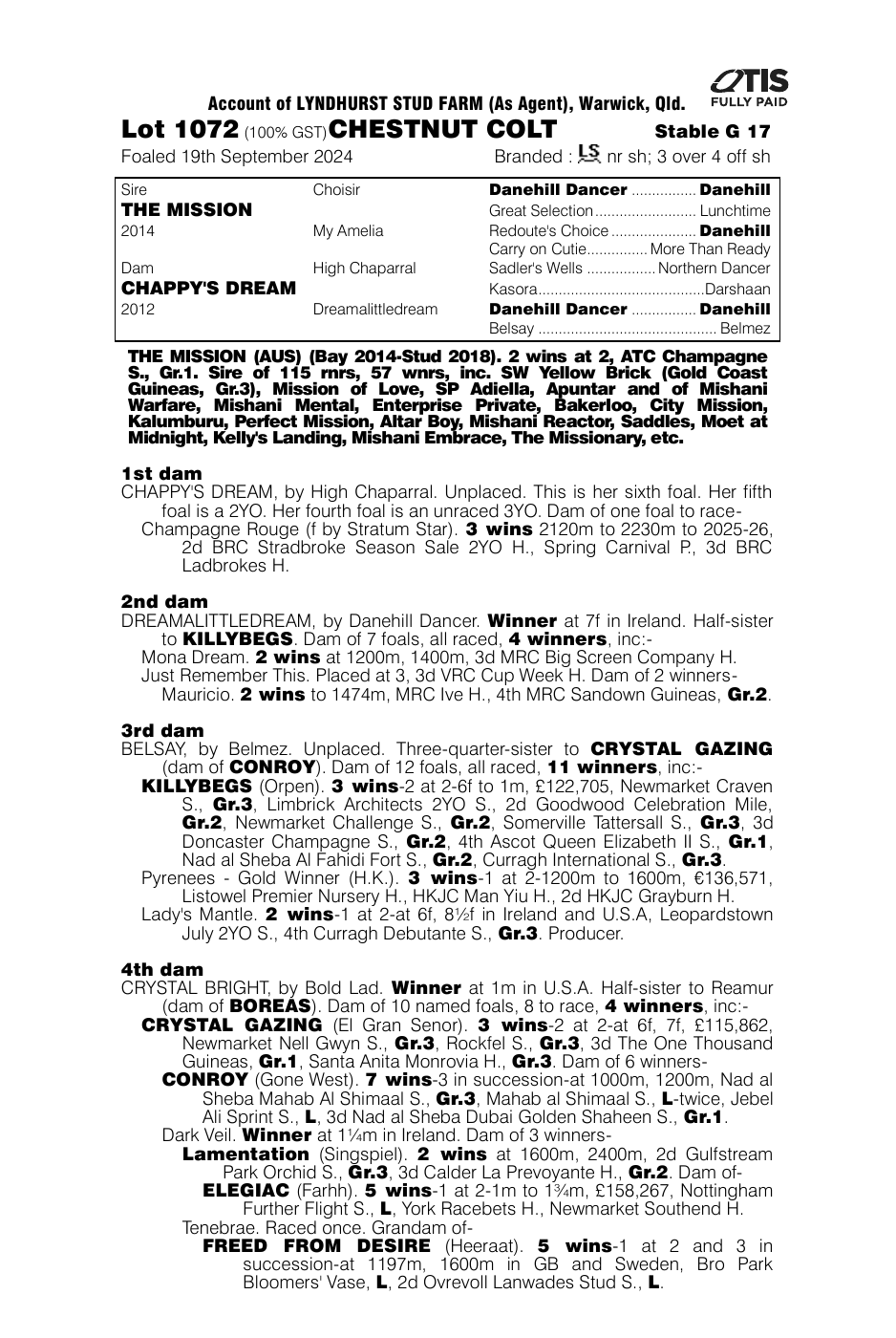 Pedigree - Lot 1072
