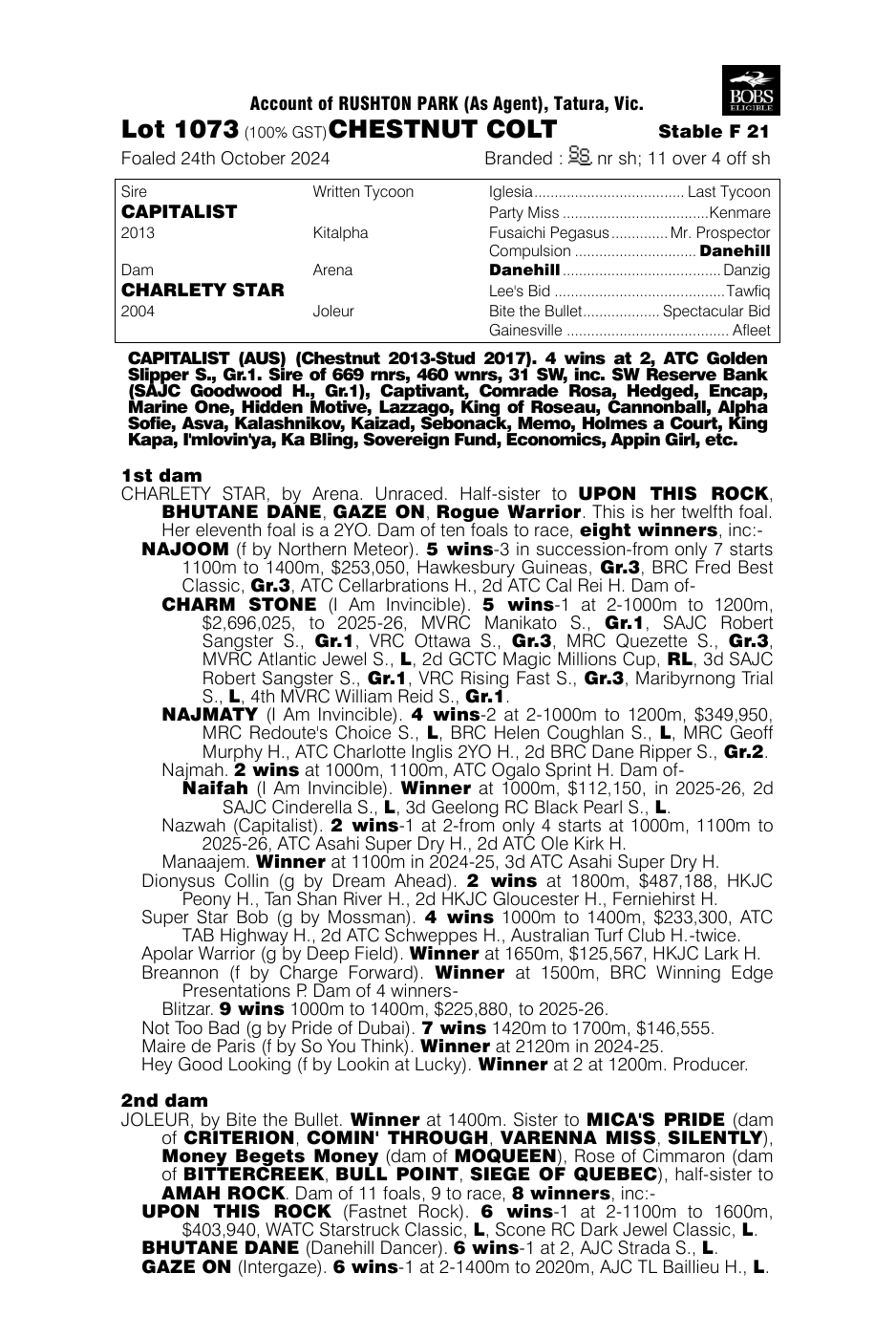 Pedigree - Lot 1073