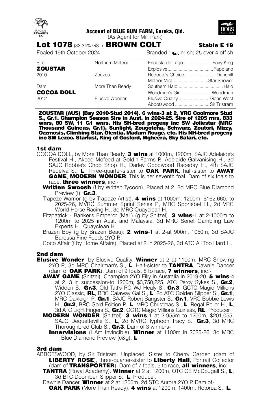 Pedigree - Lot 1078