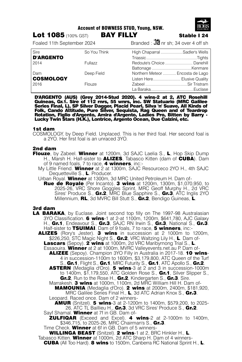 Pedigree - Lot 1085