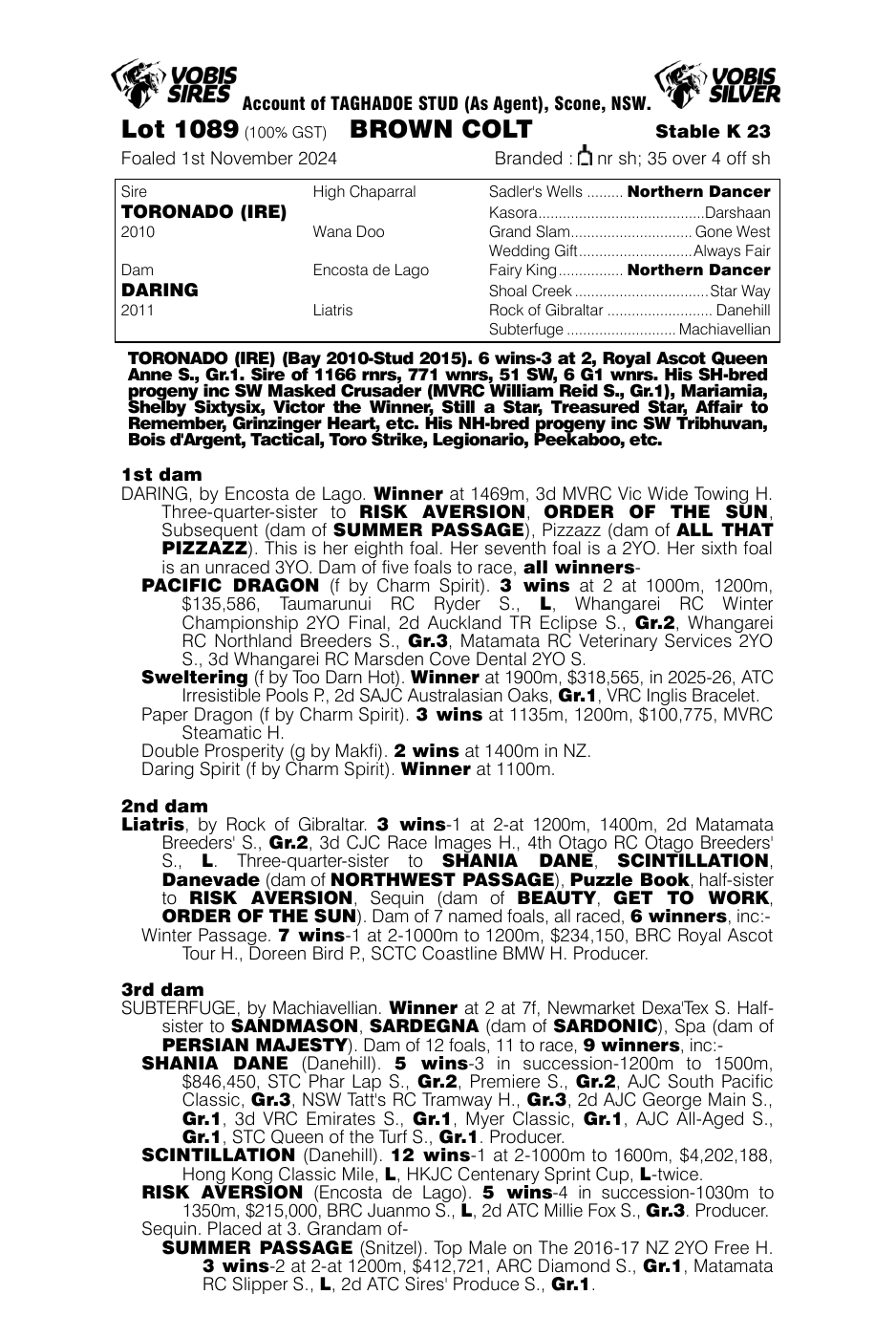 Pedigree - Lot 1089